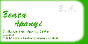 beata aponyi business card