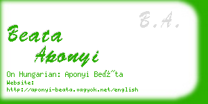 beata aponyi business card